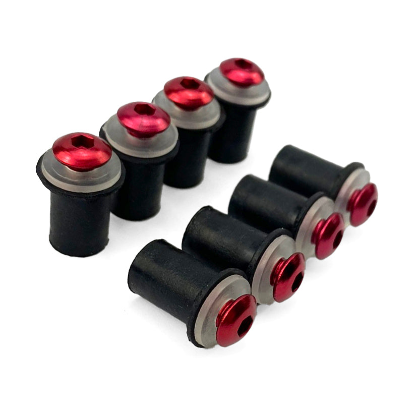 WINDSHIELD BOLT KIT RED M5 X 16mm (PACK OF 10) INCLUDES WASHERS AND WELL NUTS PAR3001