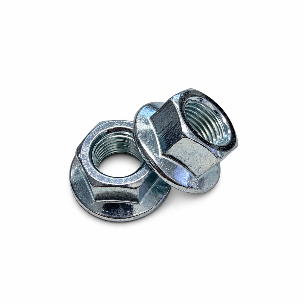 M12 X 1.75mm SERRATED FLANGE NUT PACK OF 20 SELF-LOCKING BZP