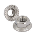 FLANGE NUT M6 X 1.00mm STAINLESS STEEL SELF-LOCKING KNURLED 10 PACK