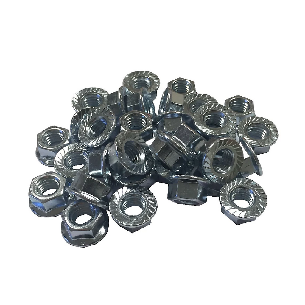 FLANGE NUT M6 X 1.00mm STAINLESS STEEL SELF-LOCKING KNURLED 10 PACK