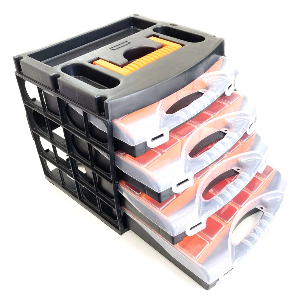 ORGANISER SET 4 TRAY POLY WITH REMOVABLE INNER COMPARTMENTS - TOOLZONE KDPTB098