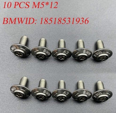BMW STAINLESS STEEL SHELL SCREWS BOLTS M5X12 PACK OF 10 18518531936