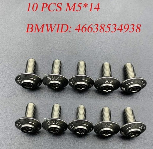 BMW STAINLESS STEEL SHELL SCREWS BOLTS M5X14 PACK OF 10 46638534938