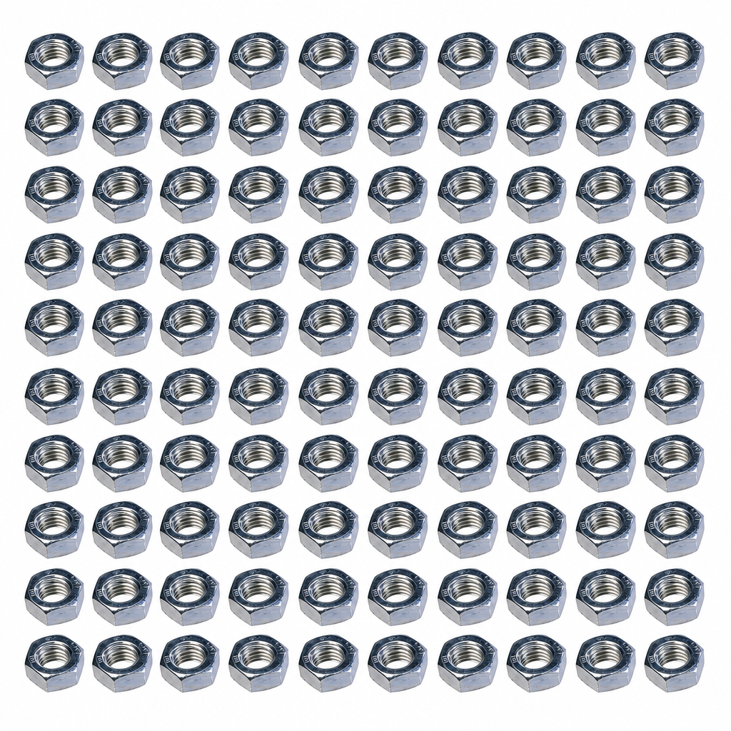 STANDARD NUT M8 X 1.25mm BRIGHT ZINC PLATED PACK OF 100