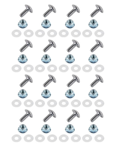 Plastic Fender Mounting Kit M6 x 16mm Bolt, Flange Nut & Nylon Washer Set - Pack of 16 - 64pcs