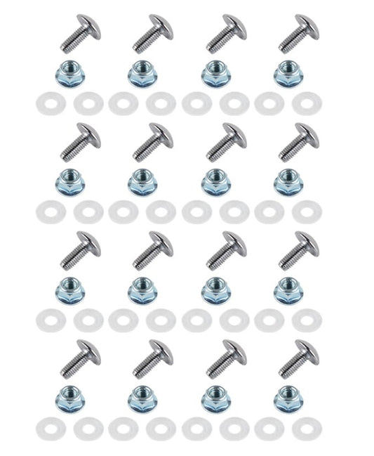 Plastic Fender Mounting Kit M6 x 16mm Bolt, Flange Nut & Nylon Washer Set - Pack of 16 - 64pcs