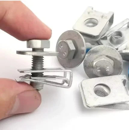 10pcs Sets M6 Hex Bolt with Washer & U-Nuts Universal Flat Washer Hex Screw Carbon Steel Panel U-NUT