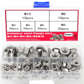 ASSORTED 100PCS FLANGE LOCK NUT ASSORTMENT STAINLESS STEEL TOOTHED HEX M3 M4 M5 M6 M8 M10