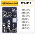 52pcs Dome Cap Nut 304 Stainless Steel Set M3 M4 M5 M6 M8 M10 M12