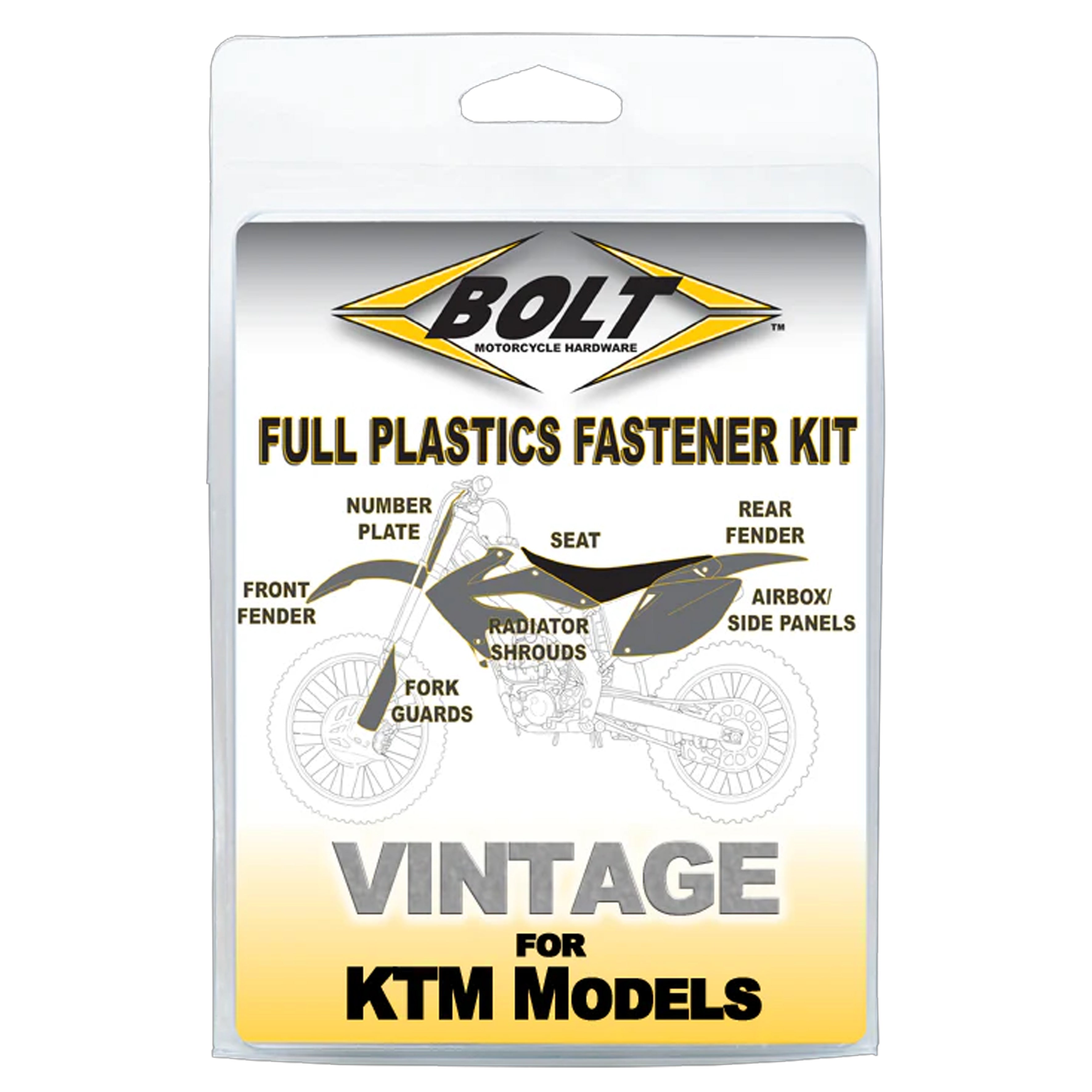 PLASTIC BOLT KIT KTM 125-640 94-97, BOLT HARDWARE KTM-9397101