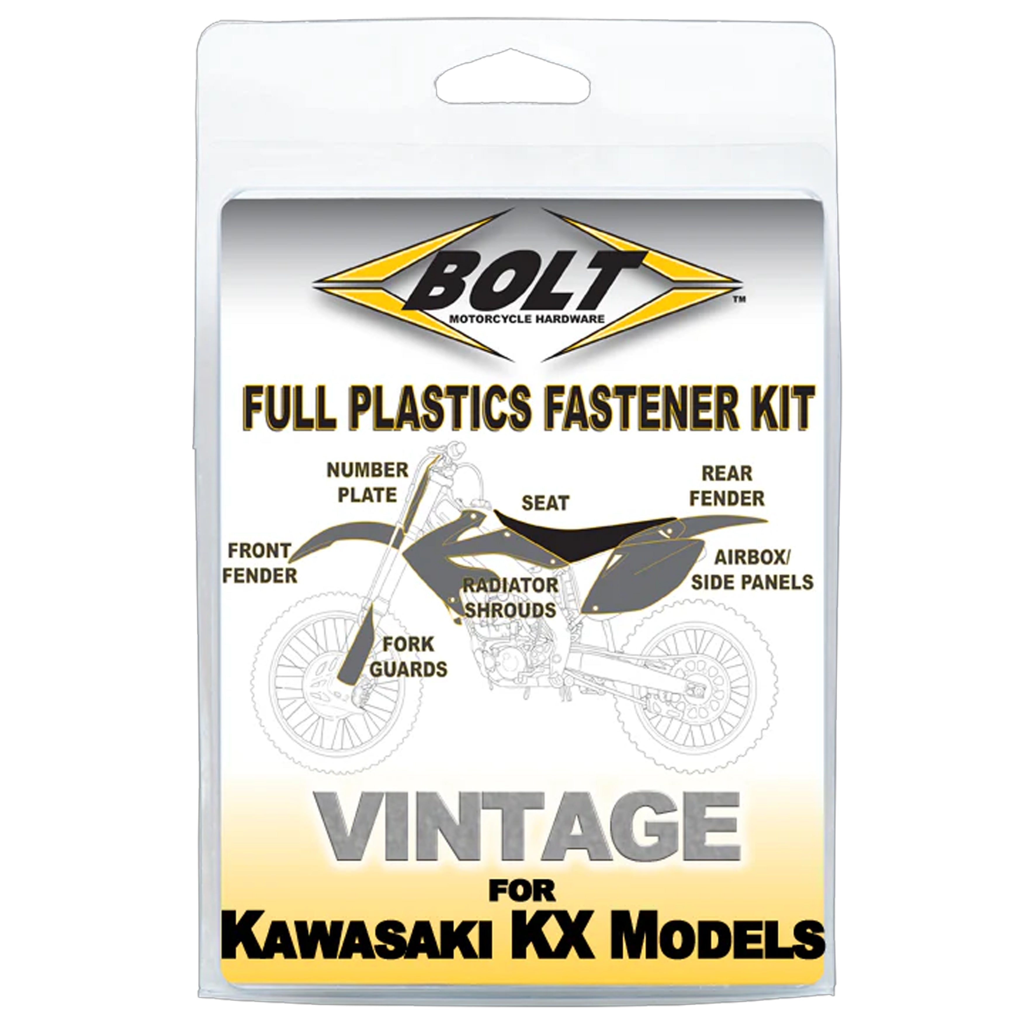 PLASTIC BOLT KIT KX 125/250 90-91, BOLT HARDWARE KAW-9091102
