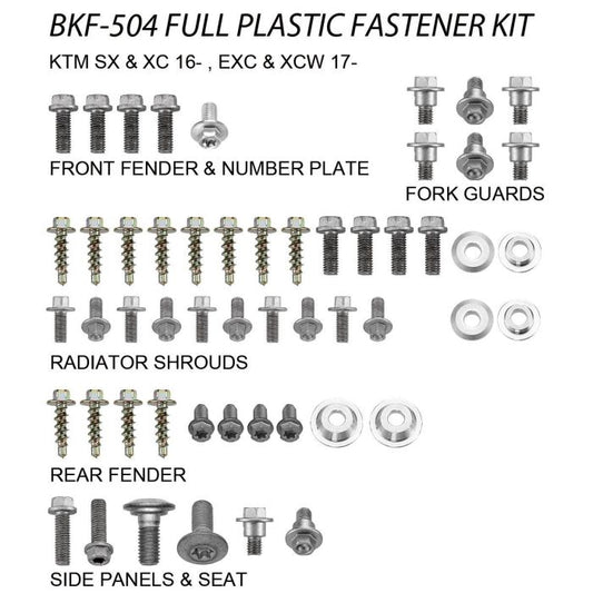 PLASTIC BOLT KIT KTM STYLE, FULL PLASTIC FASTENER KIT exc 2017-2023