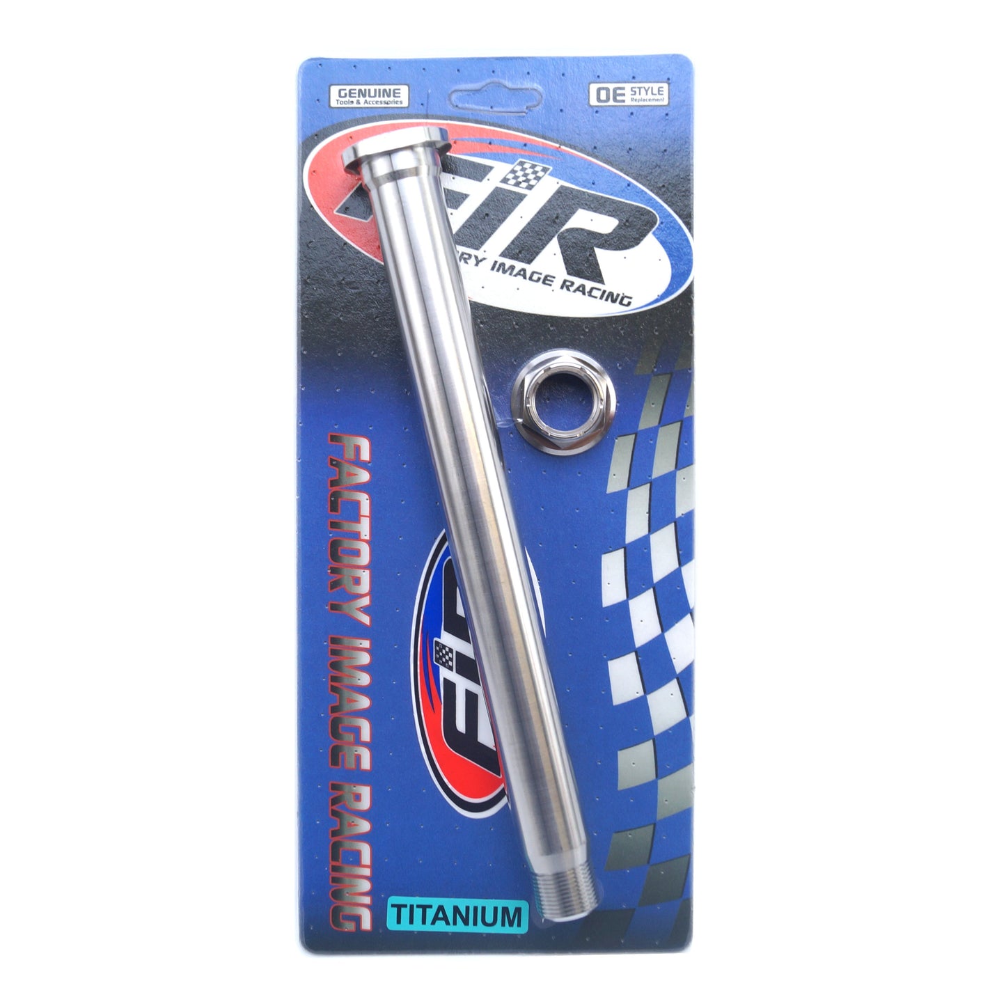 HONDA REAR SPINDLE & NUT M22x1.5, TITANIUM GRADE 5 / OEM REF: 42301-KRN-A30 & 90305-KZ4-J20