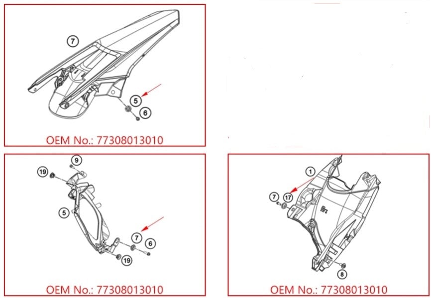 2Pcs KTM COLLAR BUSH REAR FENDER MUD FLAP MOUNTING 77308013010