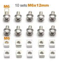 10 SET BATTERY TERMINAL SQUARE NUT & BOLT SCREWS M6X12mm 4AH 5AH 6AH 7AH UNIVERSAL