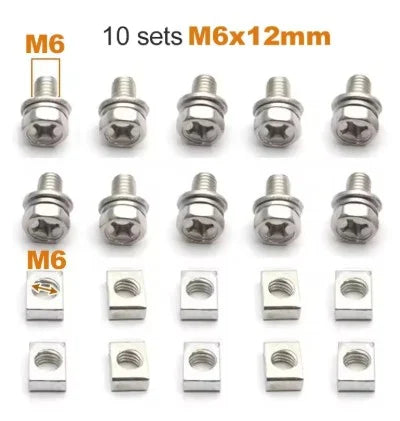 10 SET BATTERY TERMINAL SQUARE NUT & BOLT SCREWS M6X12mm 4AH 5AH 6AH 7AH UNIVERSAL
