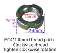 NUT M14x1.00 4 Peg 14mm 7mm wide with 20x24 pegs RH Clockwise Thread Retaining Four-Slot Slotted Round Nut