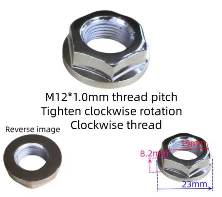 NUT FLANGE M12x1.00 8.2mm wide 23mm flange 19mm hex RH Clockwise Thread