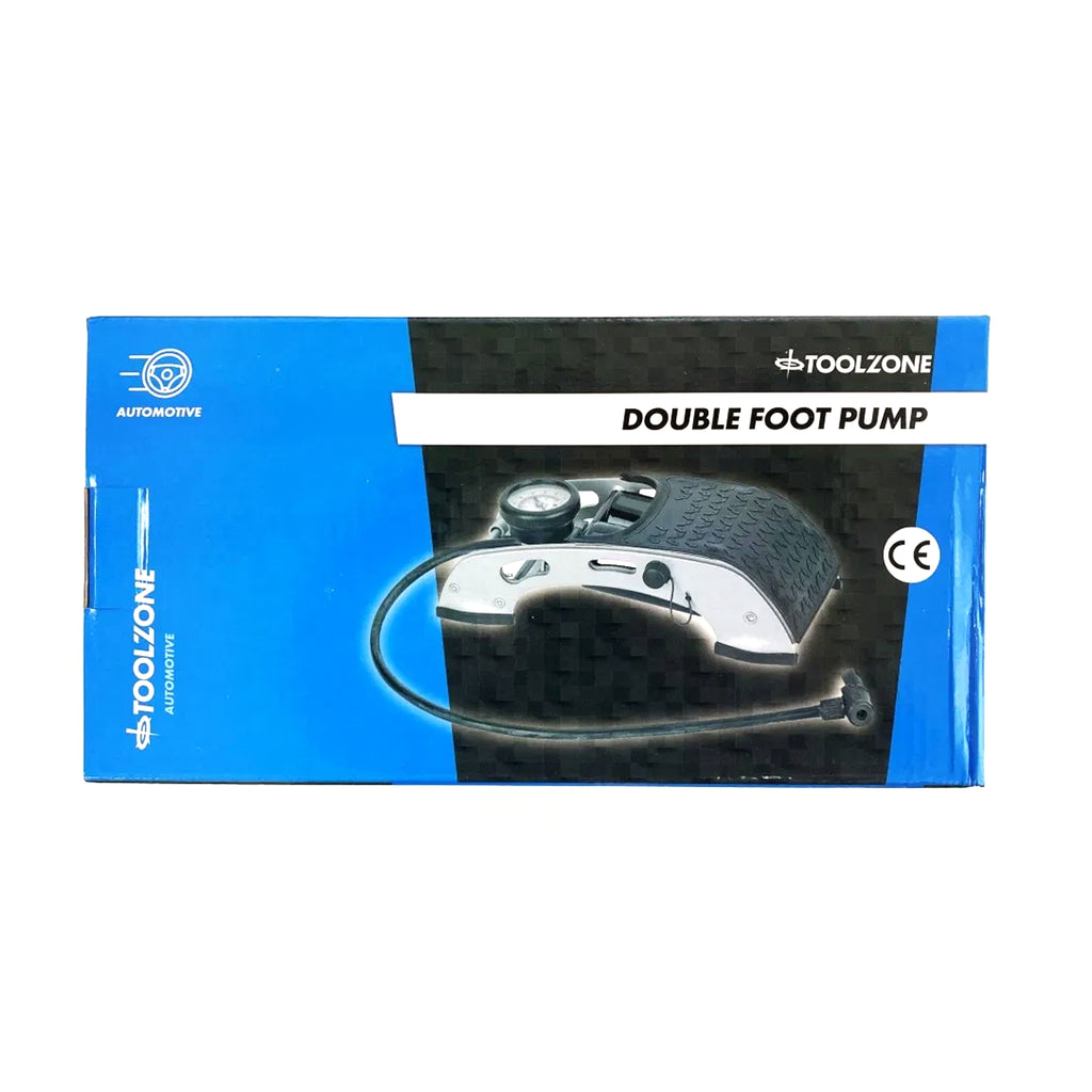 DOUBLE FOOT PUMP HEAVY DUTY WITH GAUGE AND 24 HOSE - TOOLZONE KDPAU029