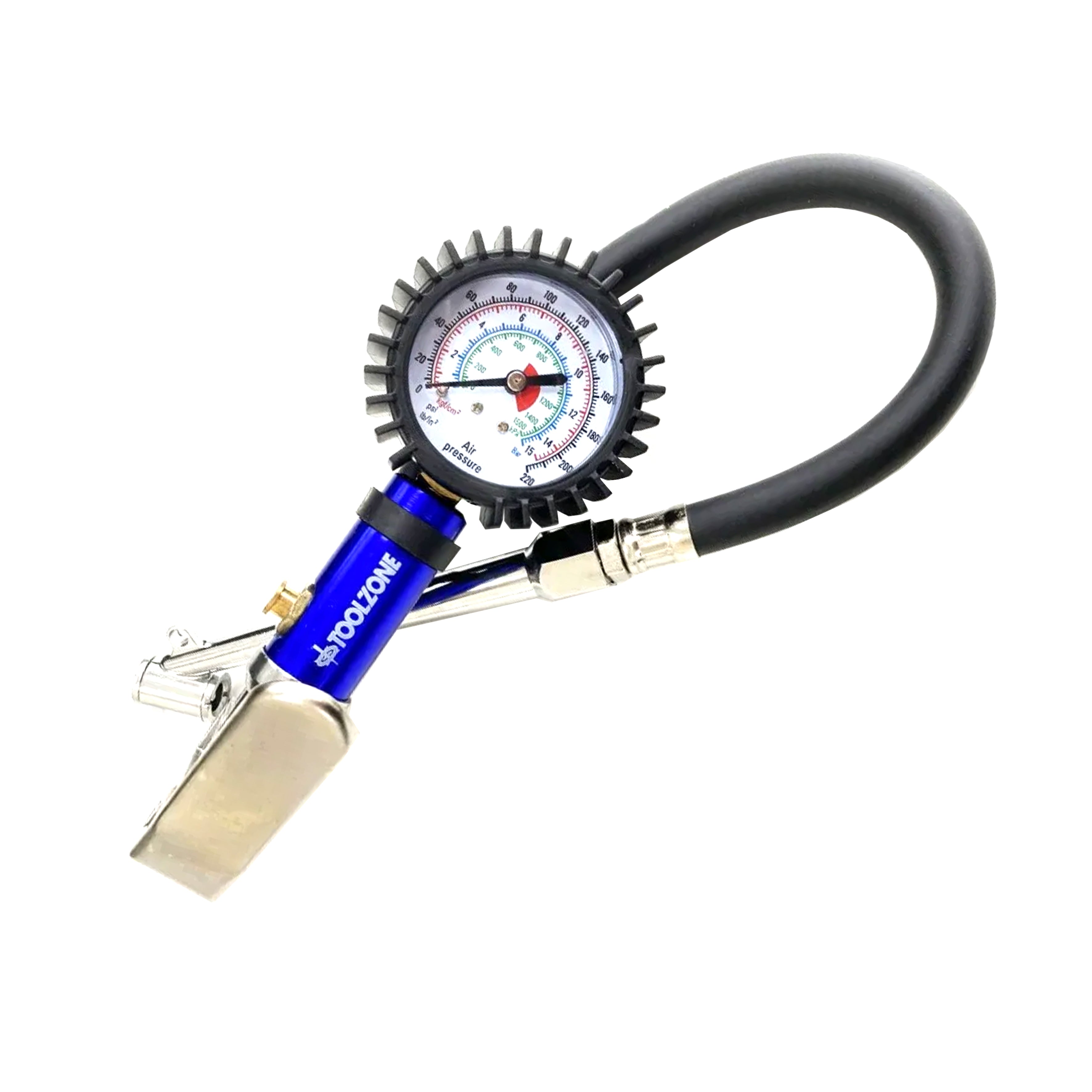 TYRE INFLATOR WITH CHUCK HOSE 220psi 1/4 AIR INLET 310mm HOSE - TOOLZONE KDPAU361