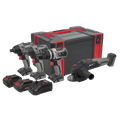 20V BRUSHLESS TOOL KIT, 1/2 IMPACT & DRIVER, DRILL, GRINDER, 2x BATTERIES