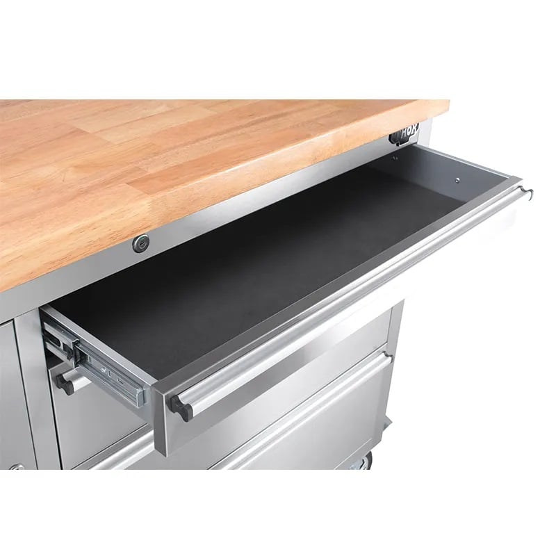 55 Stainless Steel Tool Chest Box 10 Drawers Solid Wooden Top