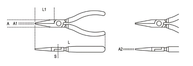 Long Flat Knurled Nose Pliers Bi-Material Handles 160mm - Beta Tools 1008BM 160