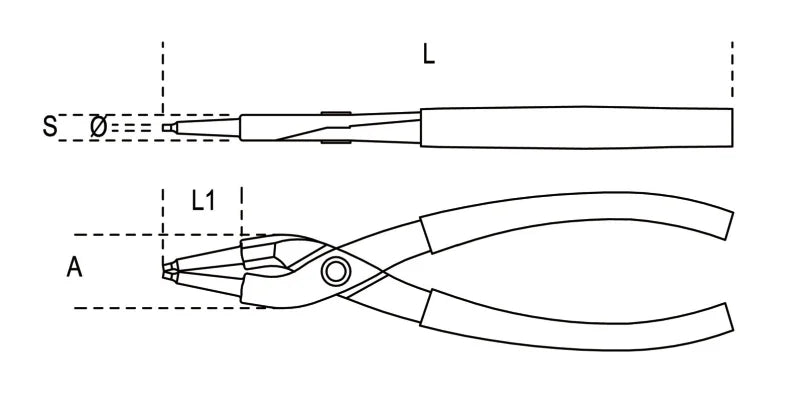 Internal Circlip Pliers Straight Pattern PVC Handles 140mm - Beta Tools 1032 140X09
