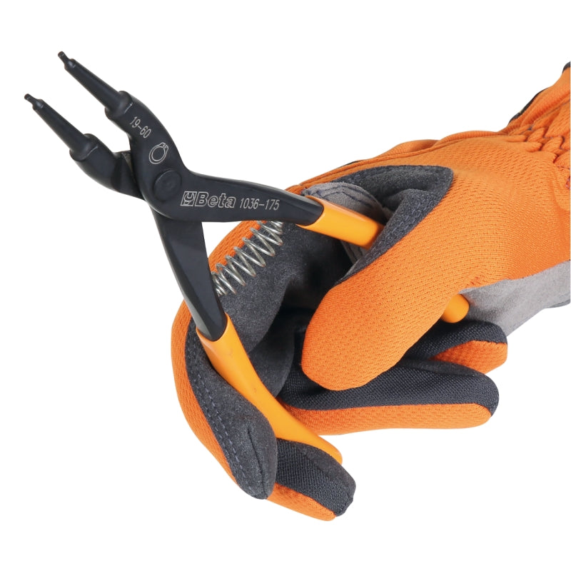 External Circlip Pliers Straight Pattern PVC Handles 140mm - Beta Tools 1036 140X13