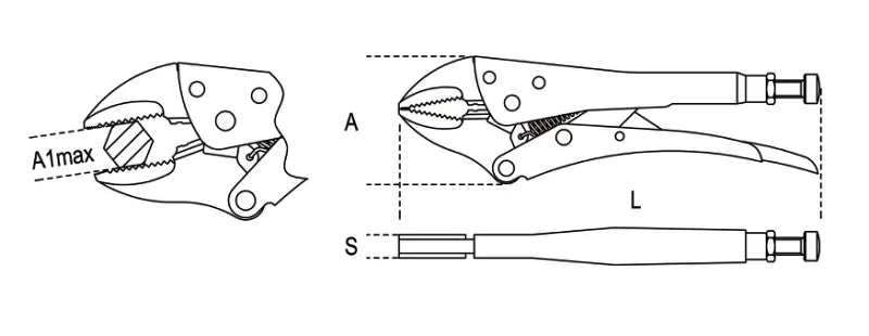 Adjustable Self-Locking Pliers Concave Jaws 240mm - Beta Tools 1052 240