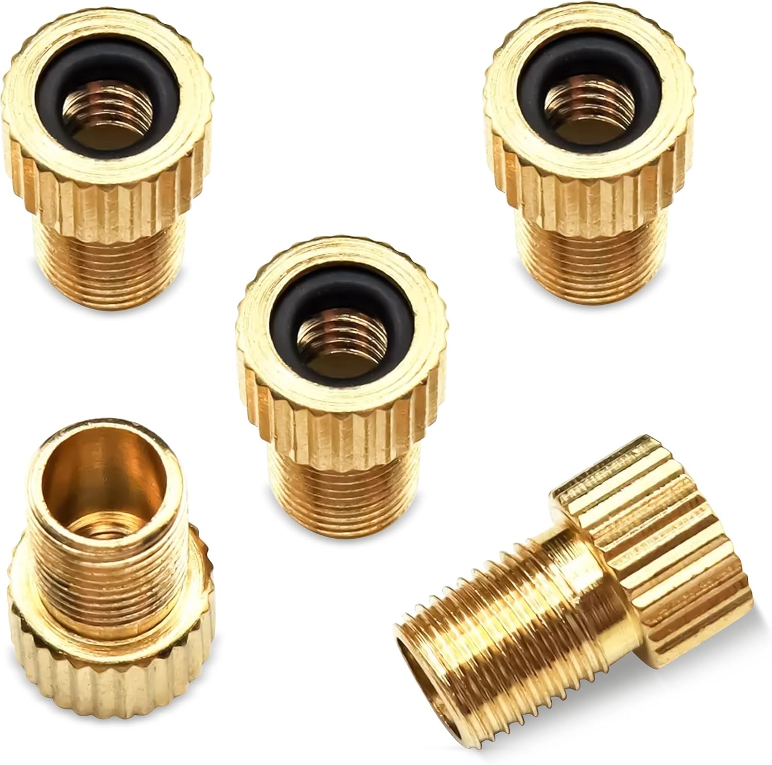 BICYCLE TYRE VALVE ADAPTER PRESTA TO SHRADER - PACK OF 5
