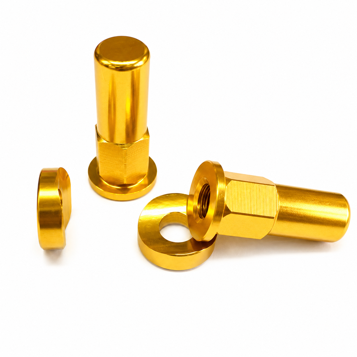 RIM LOCK & NUT SPACER SET OF 2 GOLD ANODISED ALUMINIUM
