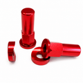 RIM LOCK & NUT SPACER SET OF 2 RED ANODISED ALUMINIUM