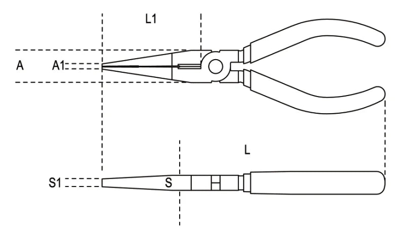 Extra-Long Needle Knurled Nose Pliers Chrome-Plated Bi-Material Handles 160mm Length - Beta Tools 1166BM 160