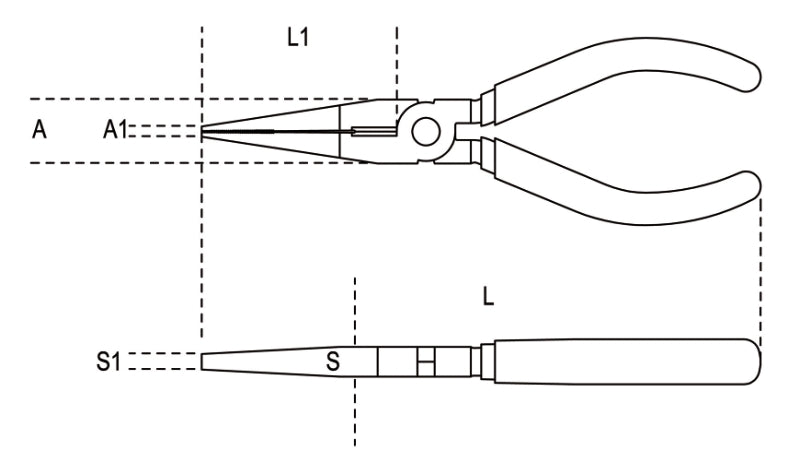 Extra-Long Needle Knurled Nose Pliers Chrome-Plated Bi-Material Handles 160mm Length - Beta Tools 1166BM 160