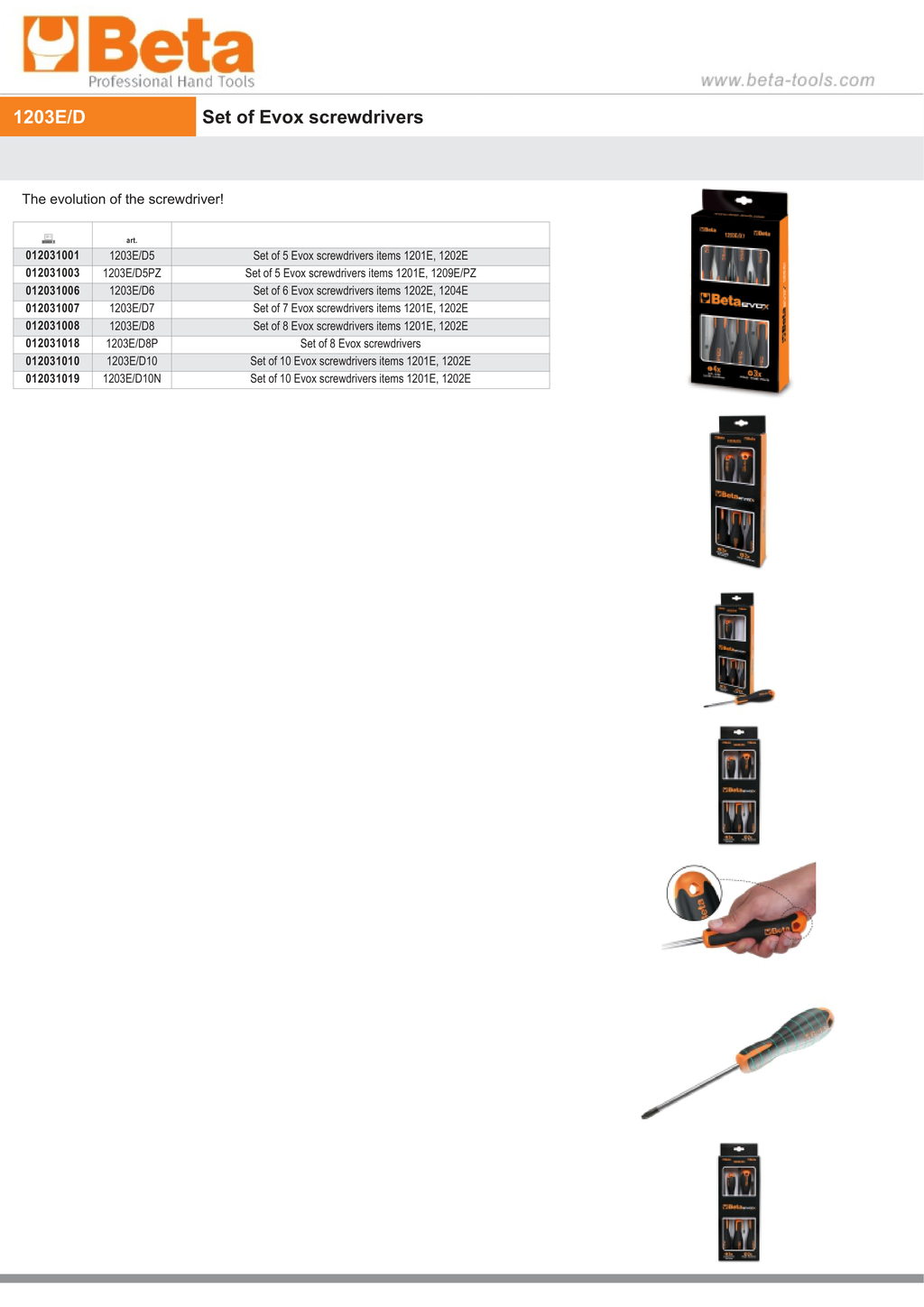 Set of Evox Screwdrivers - BetaEVOX 1203E/D8P