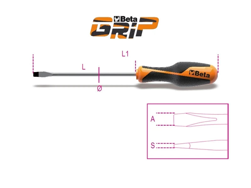 Screwdriver for Slotted Head Screws 0.6x3.5mm 100mm Length - BetaGRIP 1260 3,5X100