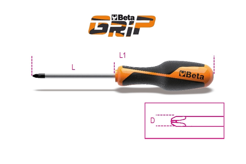 Screwdriver for Cross Head Phillips Screws PH0 3mm 60mm Length - BetaGRIP 1262 3X60