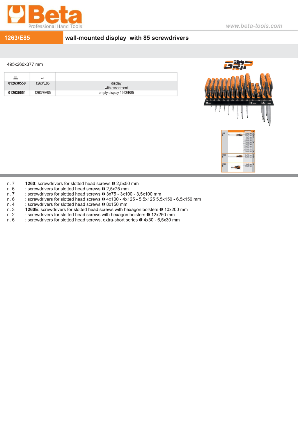 Empty Display for Screwdrivers 495x260x377mm - SHOPinShop 1263/EV85