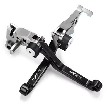 FLEXI FOLDABLE PIVOT CLUTCH BRAKE LEVER KAWASAKI KLX150 230 250 46092-0044 BLACK / SILVER