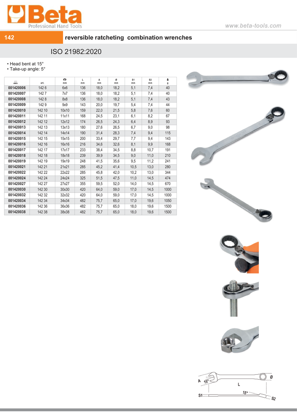 Reversible Ratcheting Combination Spanner Wrench 9mm - Beta Tools 142 9