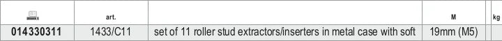 Set of 11 Roller Stud Extractors/Inserters M5 - M16 with Metal Case - Beta Tools 1433/C11