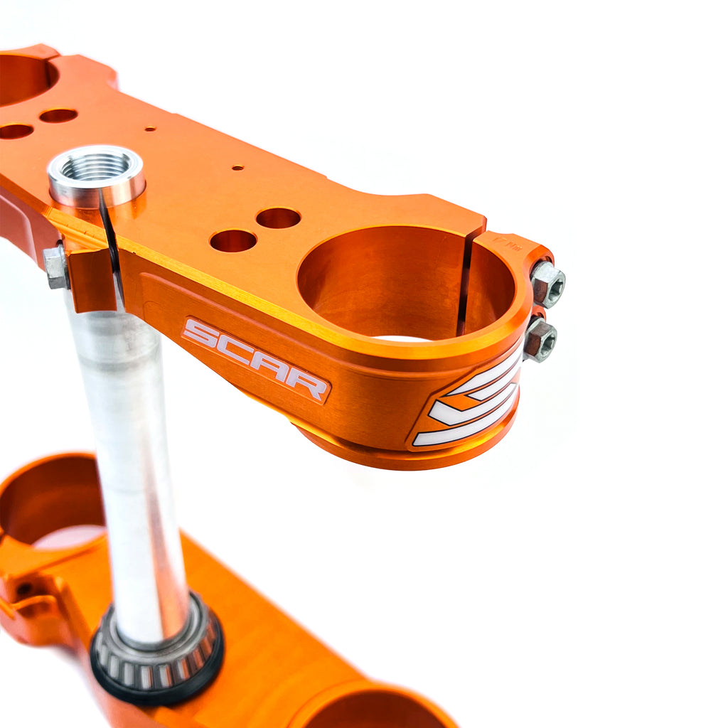 TRIPLE CLAMPS ORANGE 23-26 KTM HUSQVARNA TC FC TX FX EXC SX XC OFFSET 22mm SCAR S5418OR