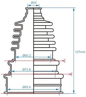 CV BOOT KITUNIVERSAL 86/74/60 x 20 x 127mm BRONCO AT-08511, CAN AM POLARIS YAMAHA