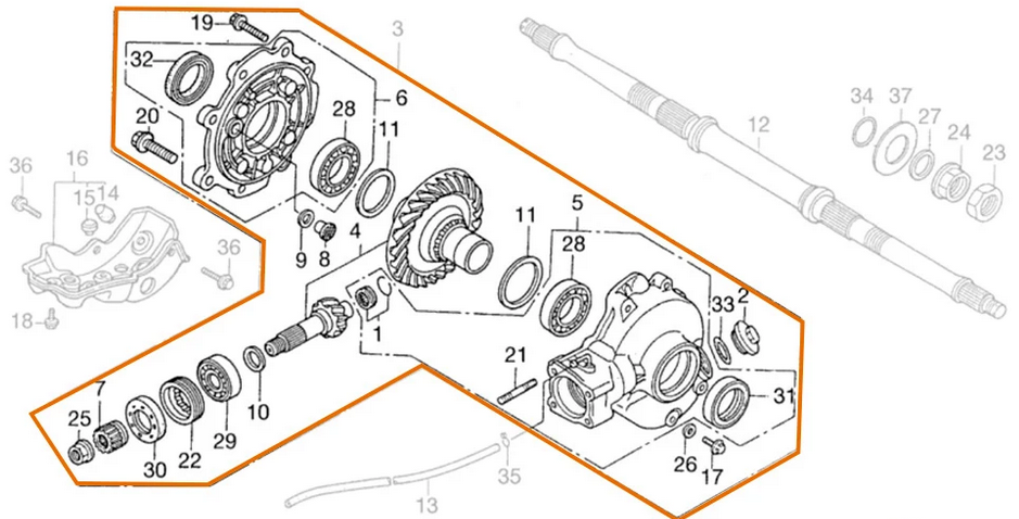 REAR DIFFERENTIAL 88-00 HONDA TRX 300 A FW AN FOURTRAX 2X4 4X4 41300-HM5-A10