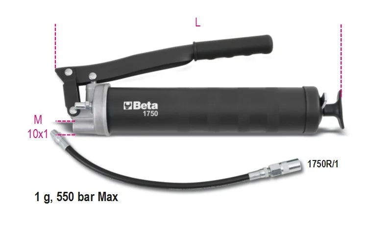 Lever Operated Grease Guns for 400cc Cartridges or Loose Grease - Beta Tools 1750 500