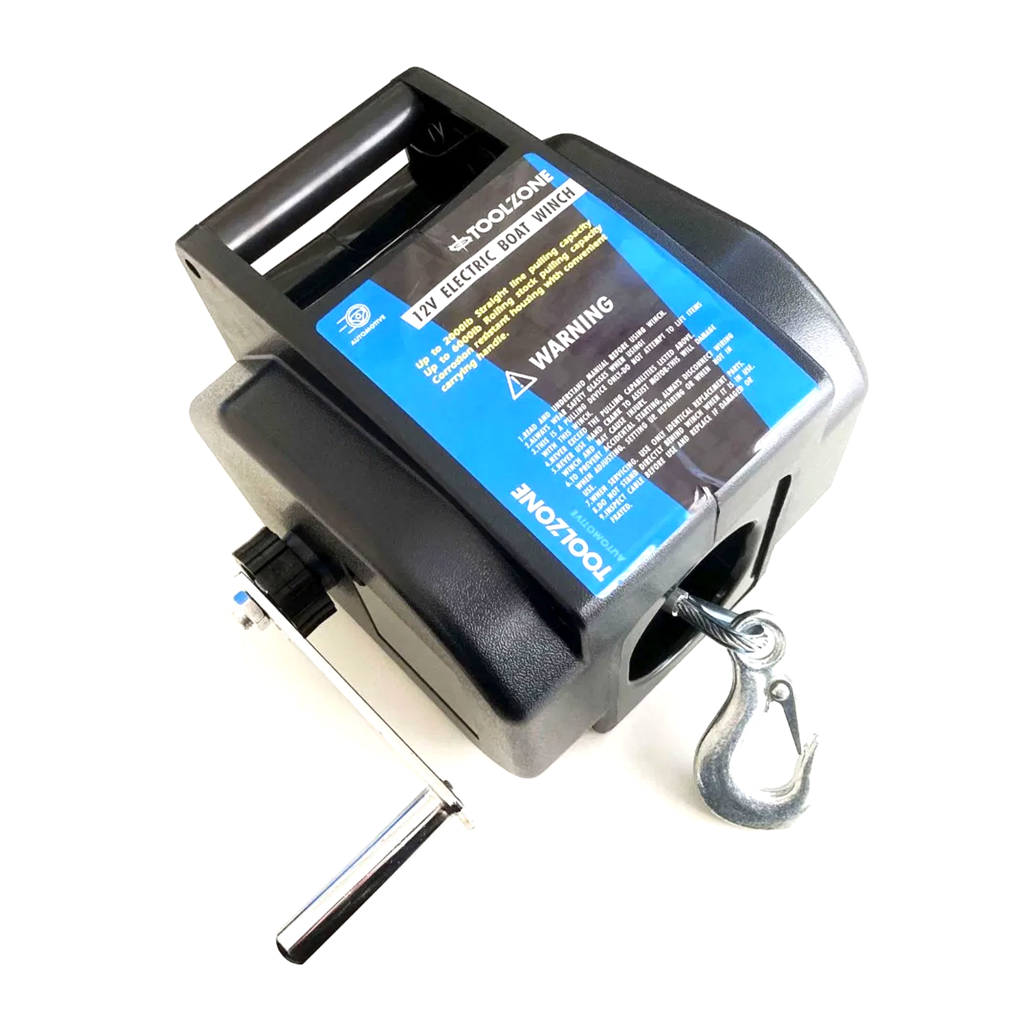 ELECTRIC BOAT WINCH 12v 6000lb ROLLING 2000lb STRAIGHT PULL - TOOLZONE KDPTD024