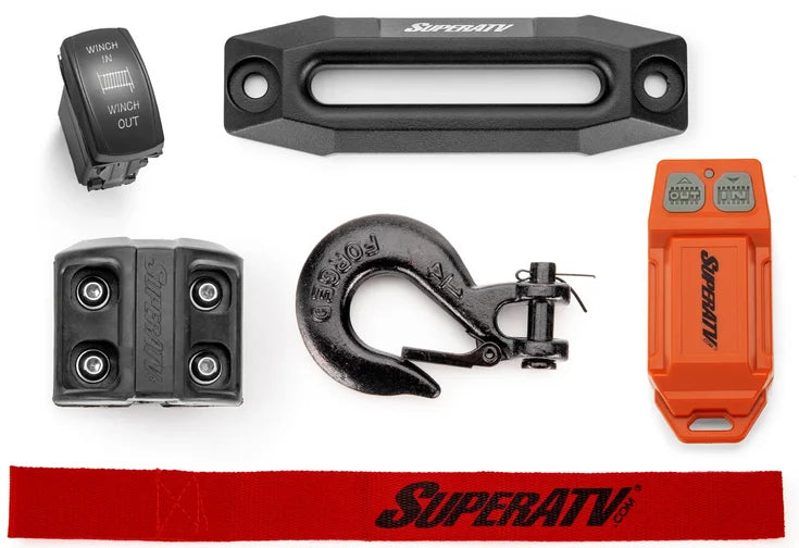 12V WINCH 3 TON 3,000KG, ATV/UTV, SYNTHETIC ROPE, 4 BOLT, SUPERATV WN-6000