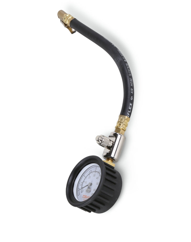 Tyre Pressure Tester 0-4 Bars with Shockproof Rubber Gauge and 290mm Hose - Beta Tools 1949M