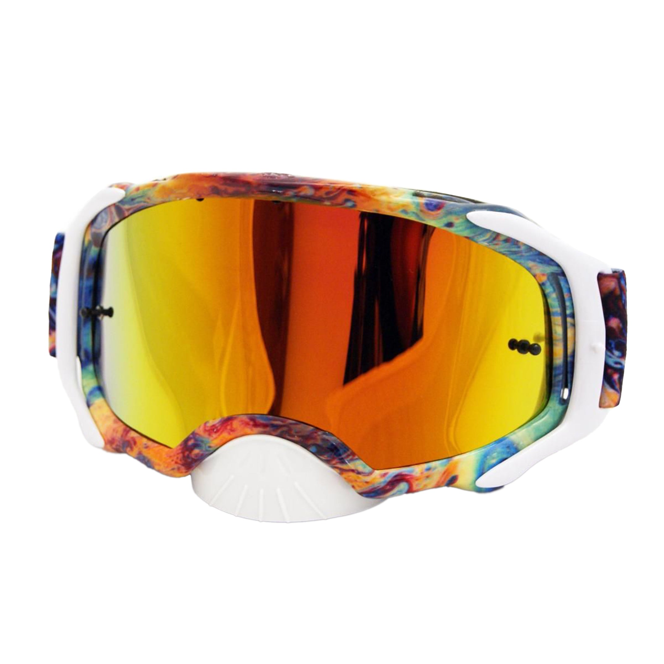 RNR PLATINUM TEAR OFF MIRRORED, OIL SLICK GOGGLE, GAM11, TEAR OFF